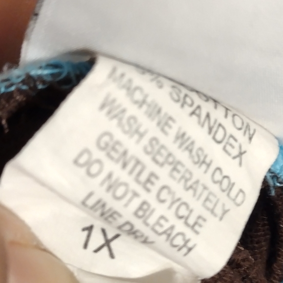 G.W. Sport women's sweatpants with drawstring, size 1X, brown and blue - Picture 5 of 8